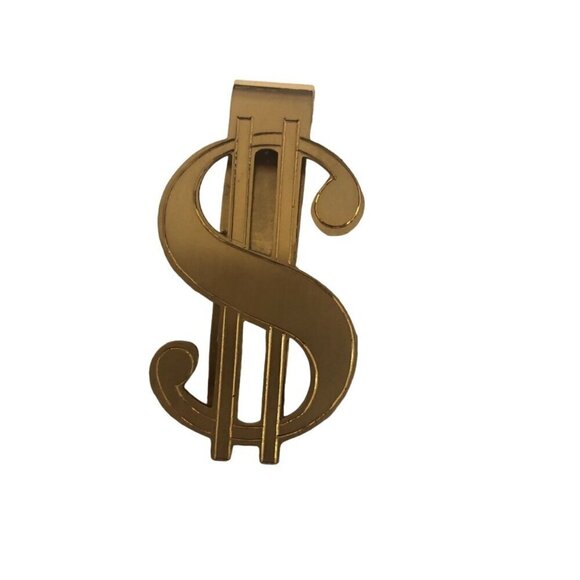 A&Z Hayward Money Clip Dollar Sign Gold Tone Brushed Etched Slim Brass Vintage - Picture 2 of 8